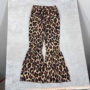Park Avenue Leopard Print Bell Bottom Pants Brown Black Animal High Rise Medium
